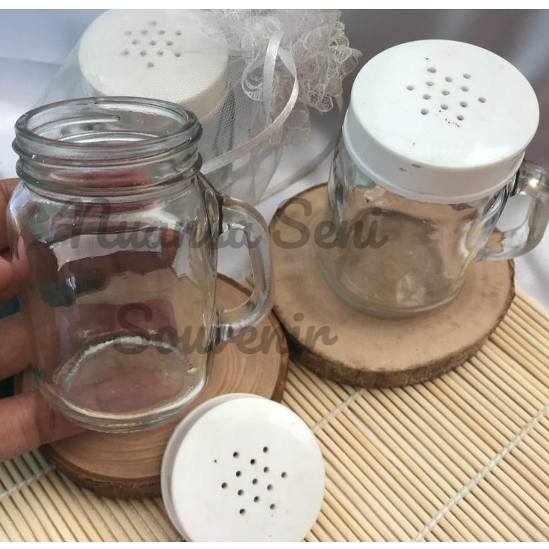 Gelas Tutup Berlubang Kaca Kecil Mug Harvest Jar Mini Gelas Kaca Merica Gelas Jar Lada Bumbu Dapur