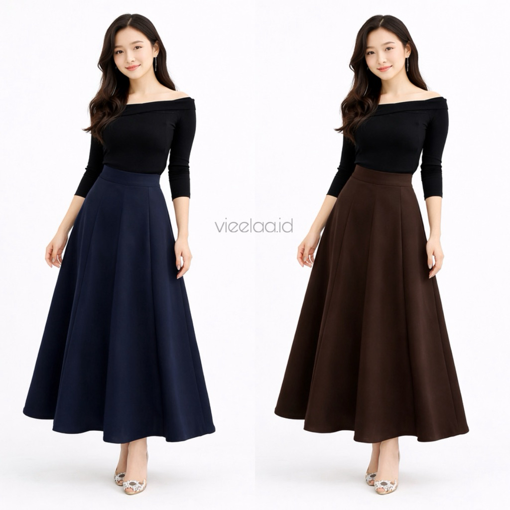 Audy Skirt - Korean Loose Maxi Skirt Rok Wanita