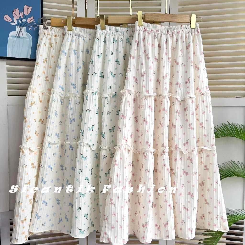 Ruffle Skirt | Rok panjang motif | Rok panjang Ruffle | Rok floral