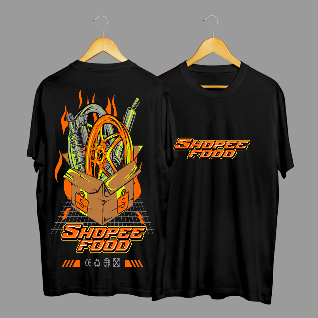 Kaos Tshirt Baju Distro Shopee Food Velg Racing Paket Sparepart Motor Premium Terbaru