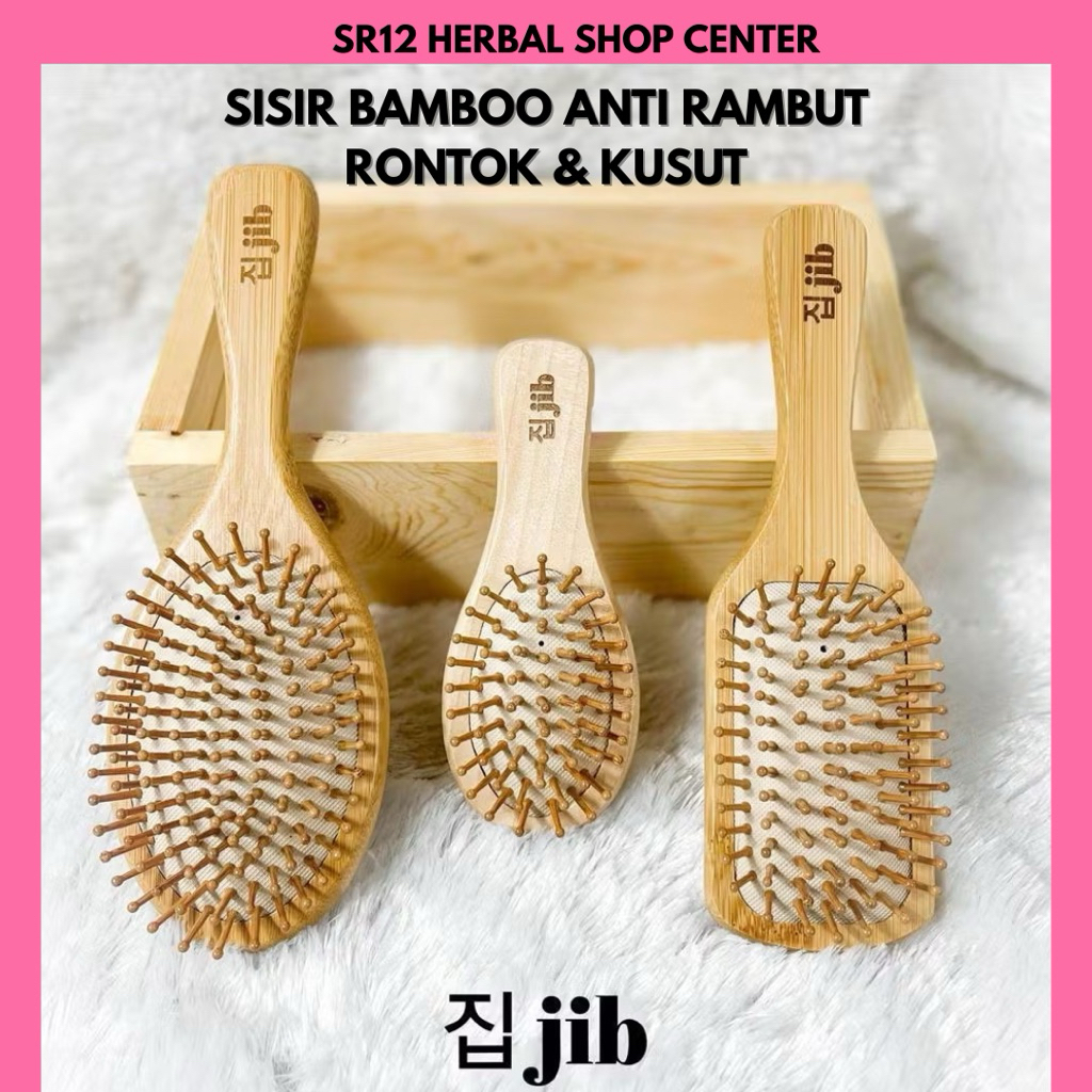 Sisir Rambut Premium Kayu Bambu Anti Kusut Rontok Portable