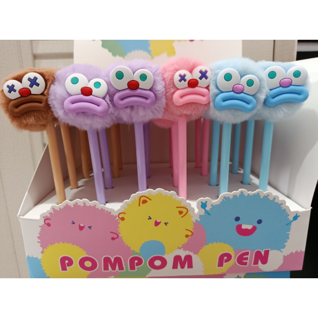 Pulpen bulu bulu 24pcs Pulpen pom pom pena lucu
