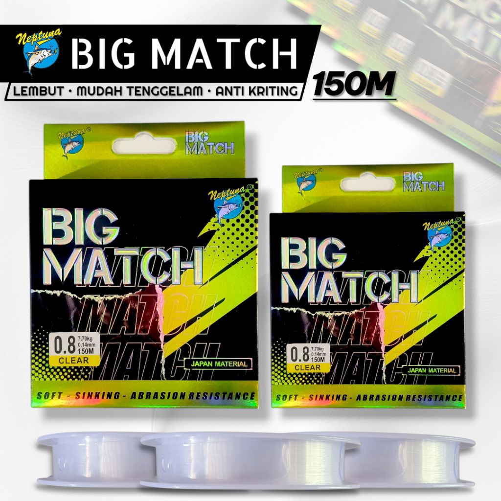 Senar Pancing Neptune Big Match 150M Lembut Halus Tidak Kriting