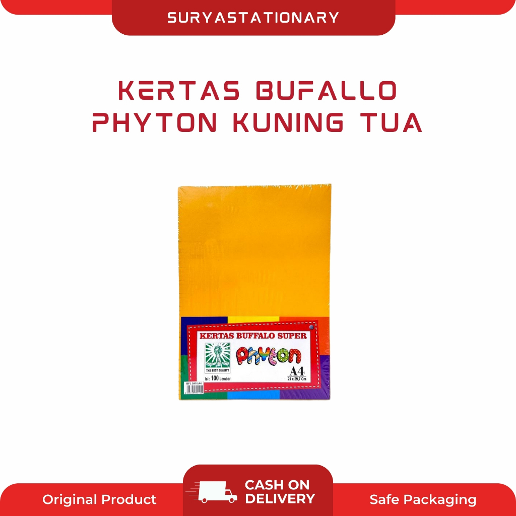 (PAK) KERTAS BUFALLO PHYTON KUNING TUA / BUFALLO POLOS A4 / KERTAS BUFALLO