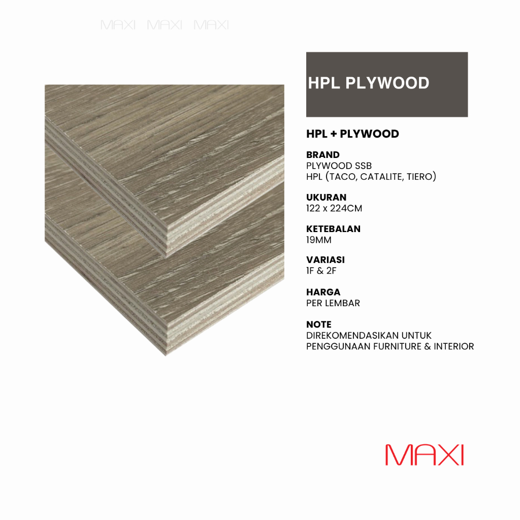 HPL PLYWOOD | No.X0108-5023-8860 | 122 x 244cm | 18mm | Stock Terbatas