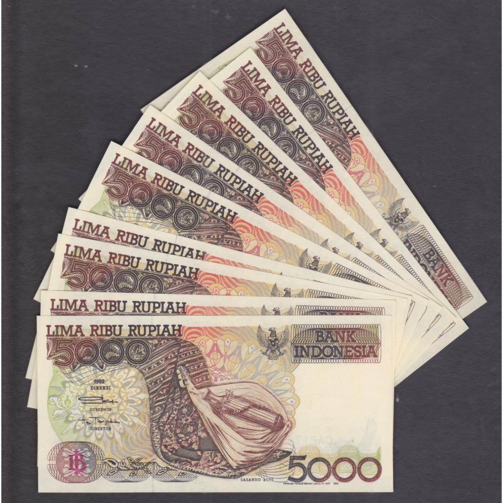 Uang Kuno 5000 Rupiah Sasando Rote 1992 UNC Original Murah