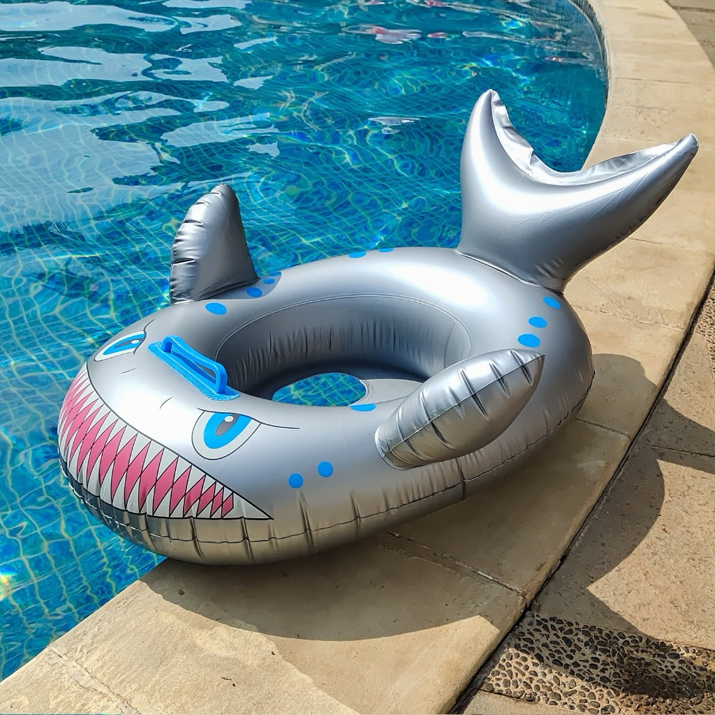 Preloved Pelampung Renang Duduk Bayi Karakter Hiu Abu (Ban Pelampung Hiu Ringan)