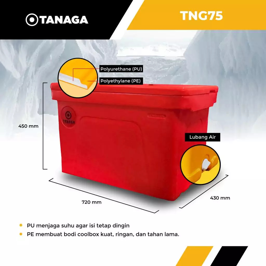 TANAGA Cool Box 75 Liter Cooler Box Kotak Es Ikan Pendingin Tahan Lama