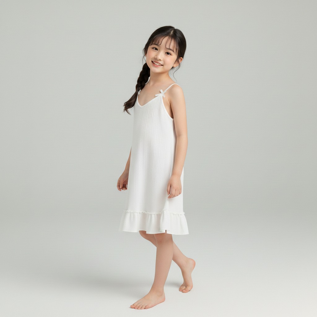DRESS RUFFLE TALI KECIL PAKAIAN ANAK PEREMPUAN BAHAN HYGT POLOS KASUAL TERNYAMAN