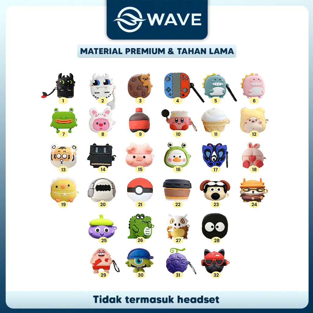 [KL] Case WM01 WM02 Baseus Encok Earphone Silikon Karakter Kartun Cafe