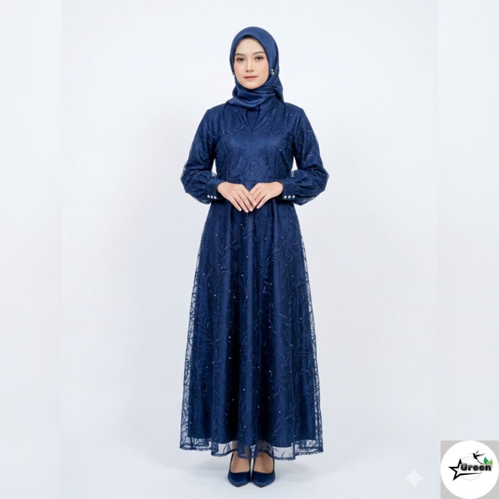 Gamis Tile Akar Mutiara Navy