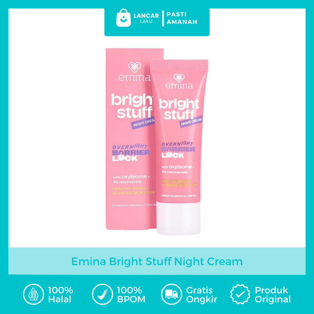 Night Cream Emina Bright Stuff Krim Malam Pemutih Wajah Mencerahkan Kulit Kusam Menghilangkan Flek H
