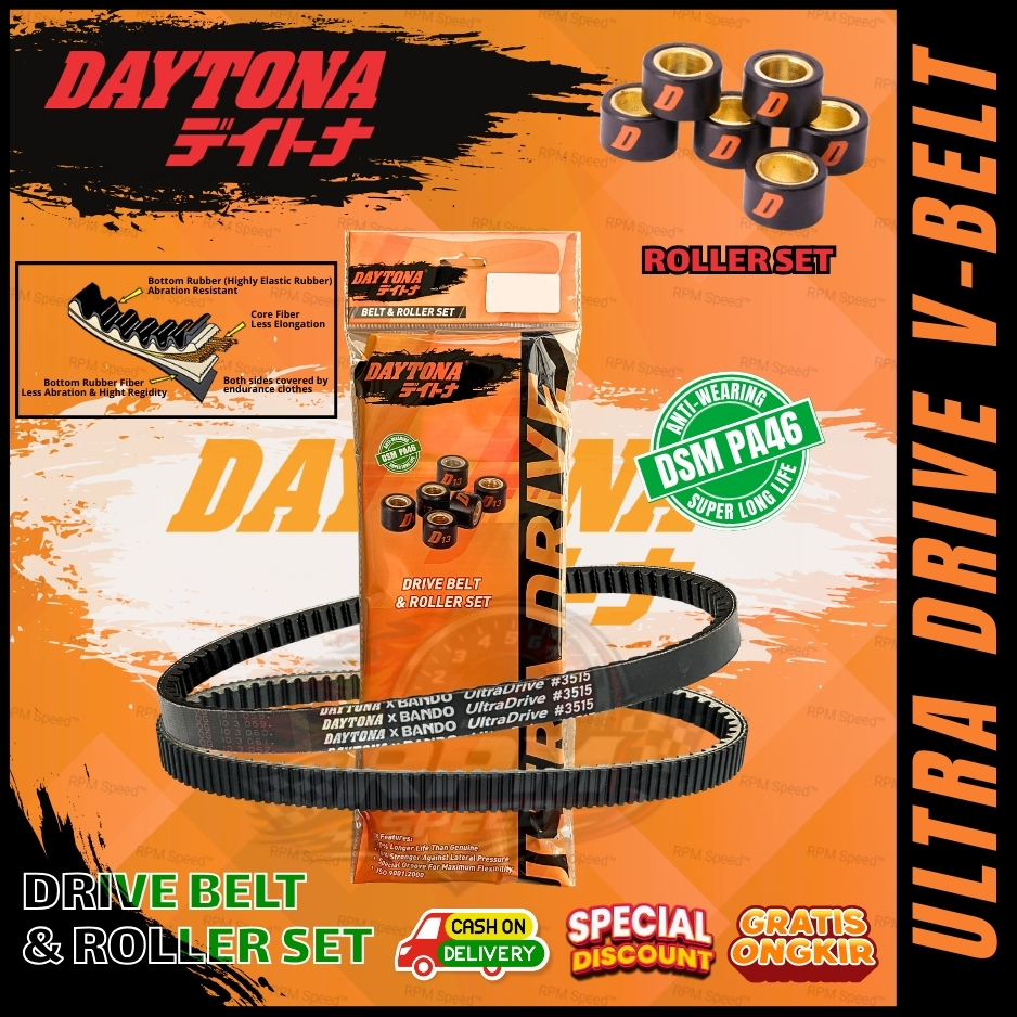 VANBELT DRIVE BELT & ROLLER SET ULTRA DRIVE V-BELT DAYTONA K44 BEAT eSP VARIO 110 eSP K25 KZL BEAT F