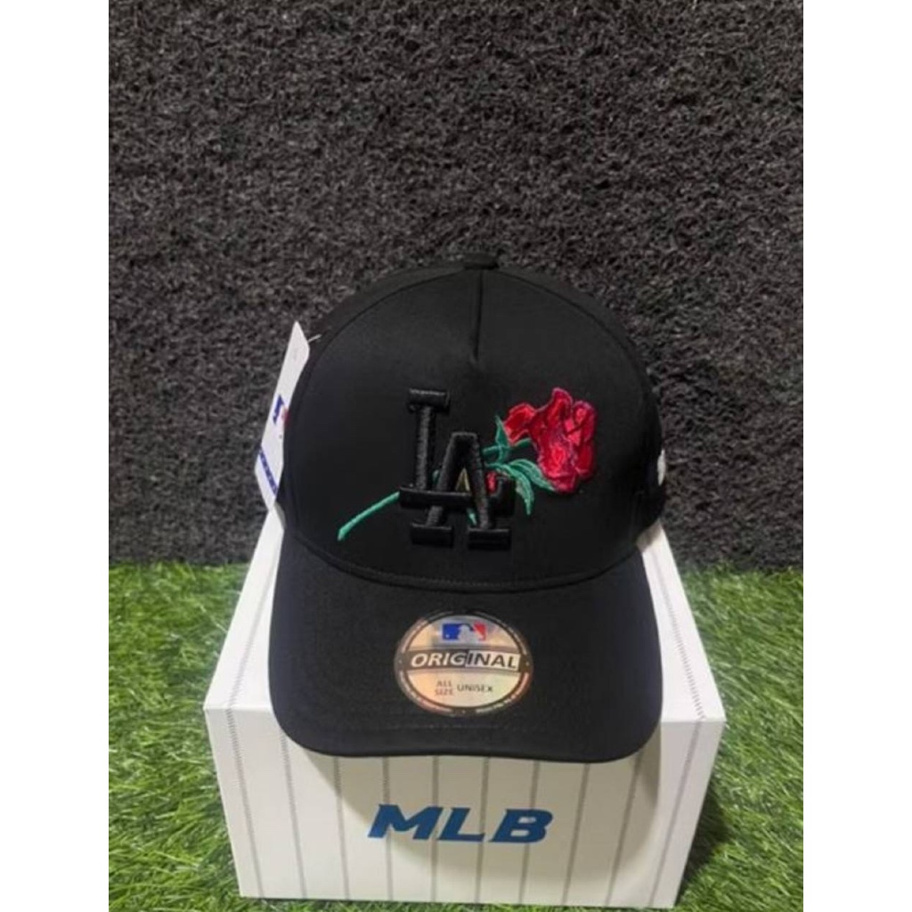 TOPI BASEBALL MLB LA ROSE MOTIF ORIGINAL BLACK CAPS / TOPI BEST SELLER BISA COD / FULL SET