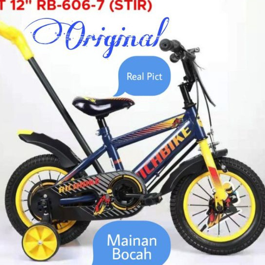 Sepeda Anak BMX Richbike 12 Inch Dorongan Sepeda BMX 12 Richbike Dorongan Stir Ban Pompa