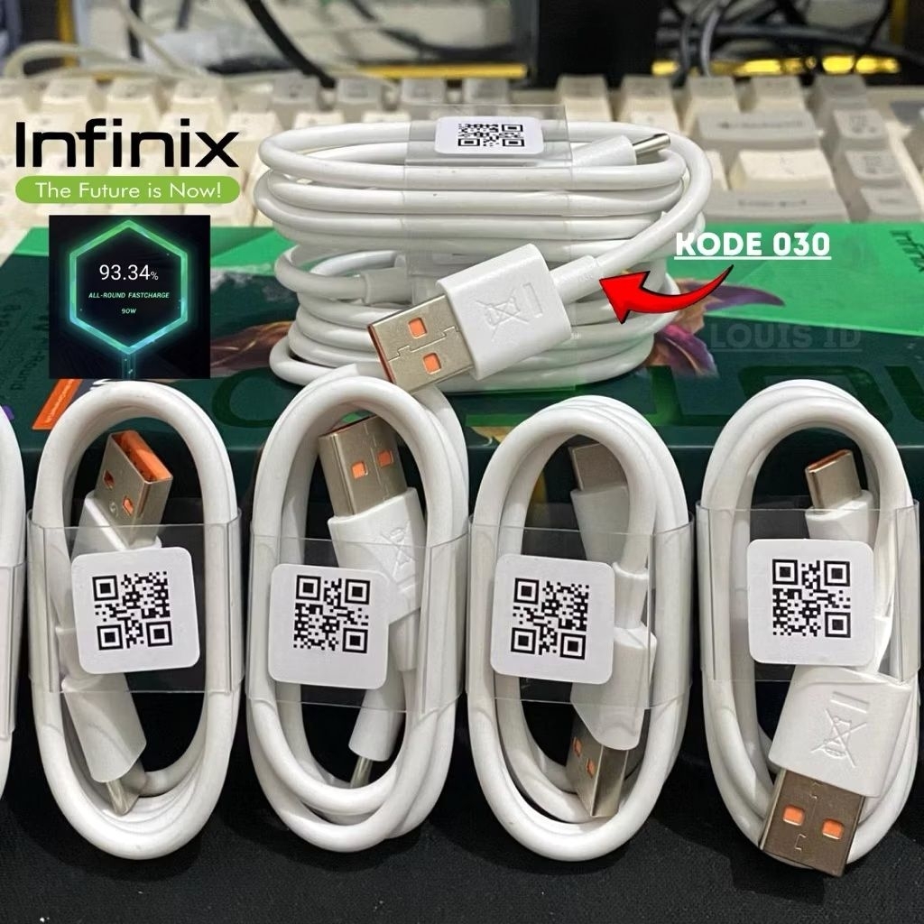 Kabel Infinix Note 30 40 Pro Original 100% Type C 90 Watt All-Round Fast Charge Kabel Data USB ke C 