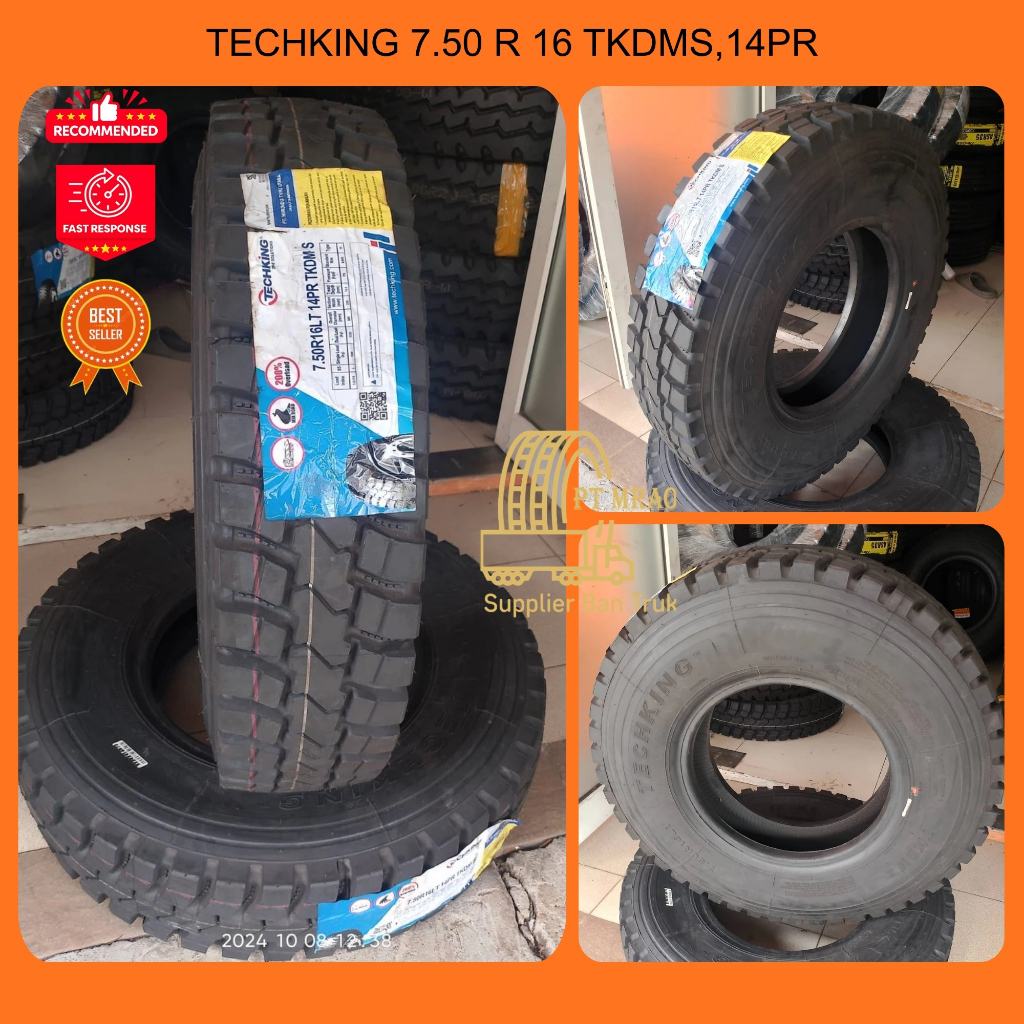 BAN TRUK KAWAT (RADIAL) TECHKING 7.50 R 16 TKDMS SET (KOMPLIT)