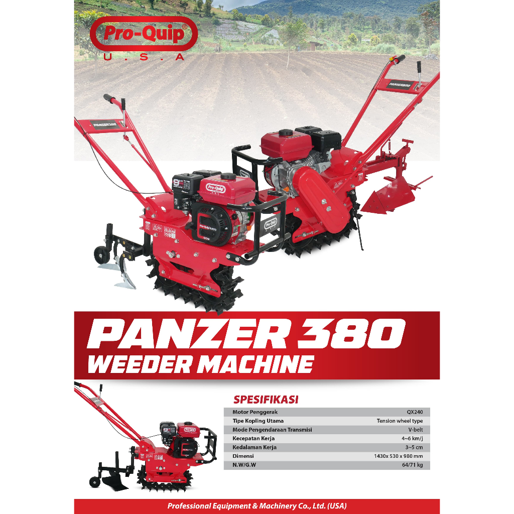 PROQUIP PANZER 380 Mesin Bajak Sawah / WEEDER MACHINE Land Cultivator Tiller Weeder / Pembajak Penyi