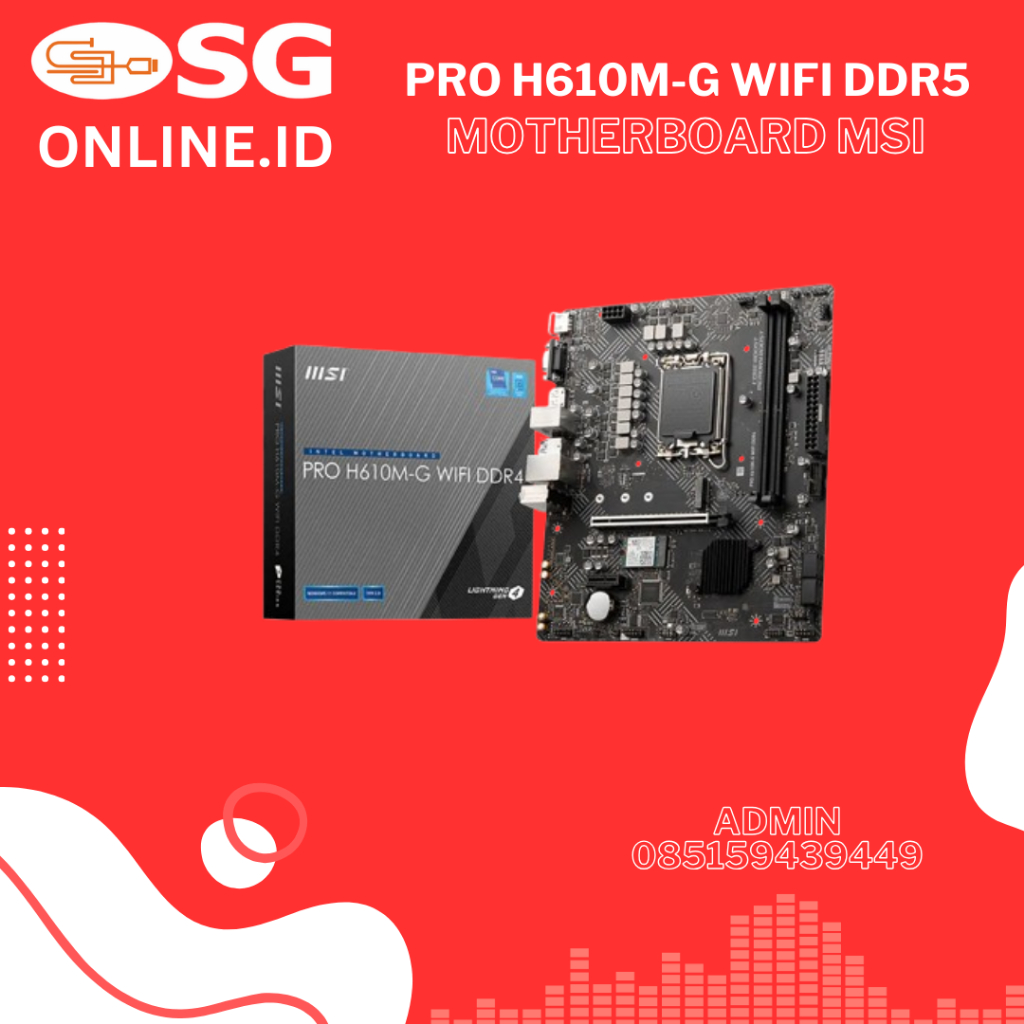 MSI PRO H610M-G WIFI DDR5 Motherboard Intel LGA 1700 DDR5 4K 60Hz Wi-Fi 6E