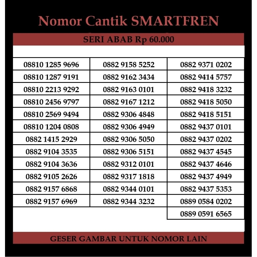 Nomor Cantik Smartfren Kartu Perdana ABAB