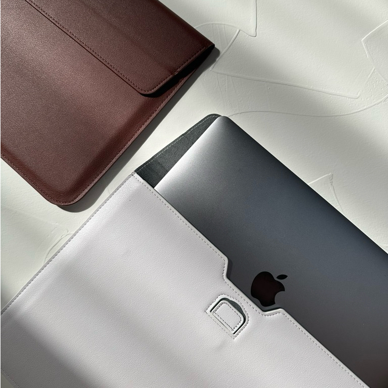 Leather Sleeve Sarung Tas Laptop Coklat Maroon Hitam Black wine Lilac blue mint grey croco kulit pin