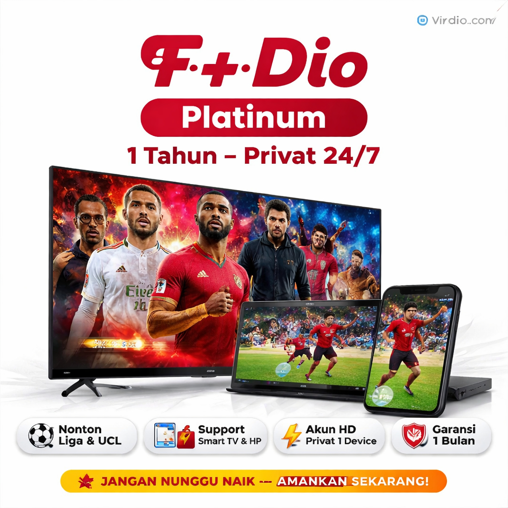 [24/7] F+D1o Platinum Privat 1 Tahun | Akun Premium Nonton Bola Liga Support TV & HP | Garansi 1 Bul