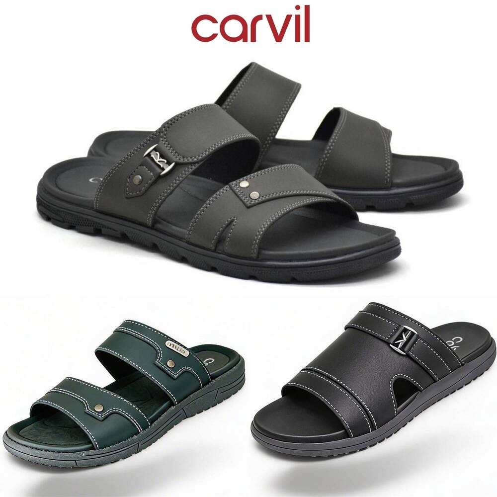 Carvil Renardo Sandal Kasual Pria Sendal Selop Kulit Sintetis Laki-Laki Alan Chano Coventry Leeds Du