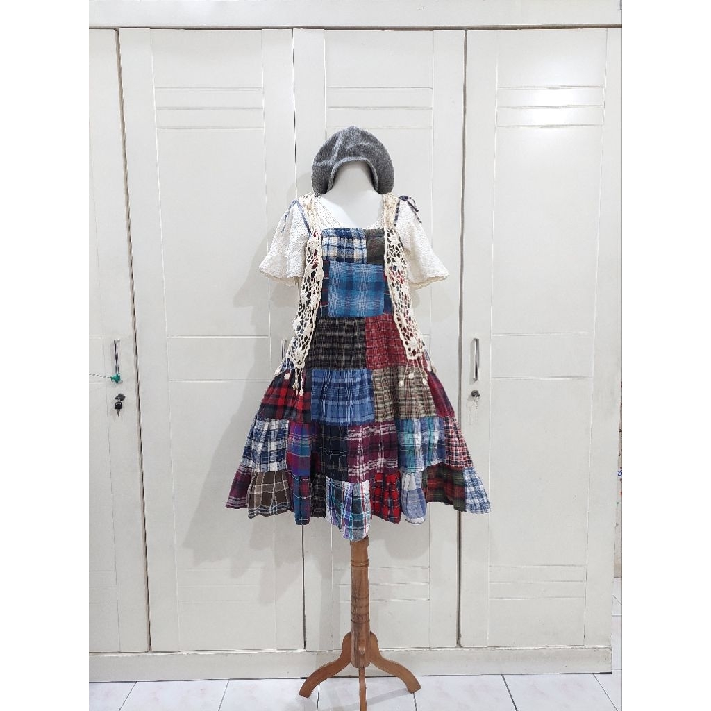 2in1 Patchwork dress skirt|kawai kawaii liz lisa rojita dear my love deary | jiraikei jirai kei grun