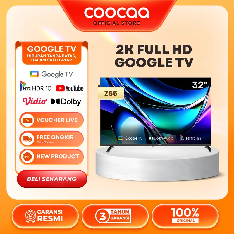 COOCAA TV 32 inch Z55 - Google TV - Eye Care 5.0 - Find My Remote - Voice Control - 32Z55
