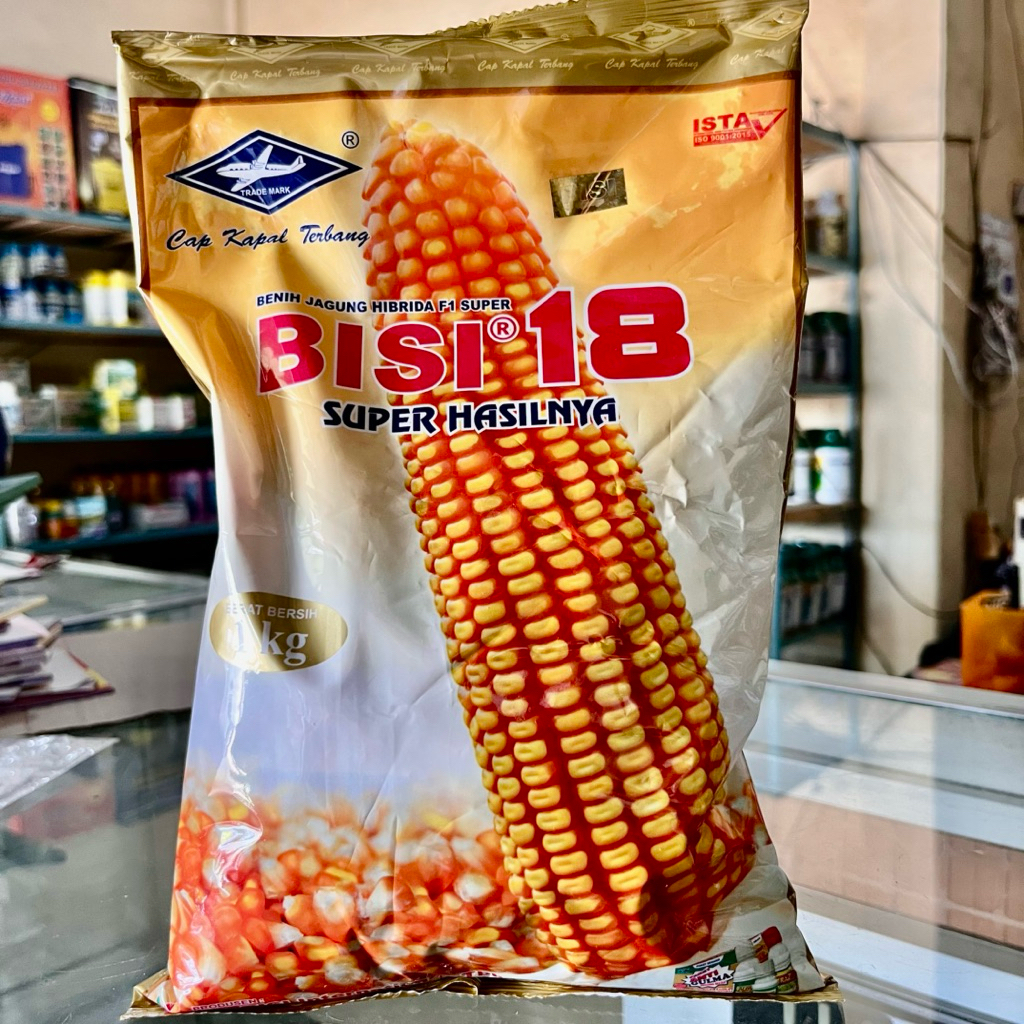 Benih Jagung BISI 18  1Kg Jagung Hibrida Berkualitas – Bibit Jagung Produktivitas Tinggi