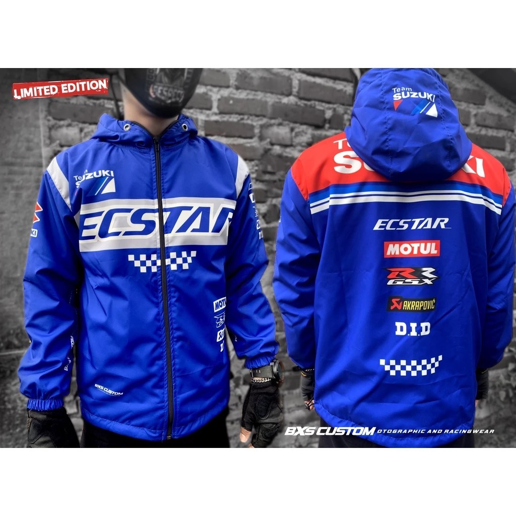 JAKET MOTOR TEAM SUZUKI FOR SUNMORI JAKET MOTOR RACING TOURING LIVERY TEAM SUZUKI ECSTAR HOODIE SUNM