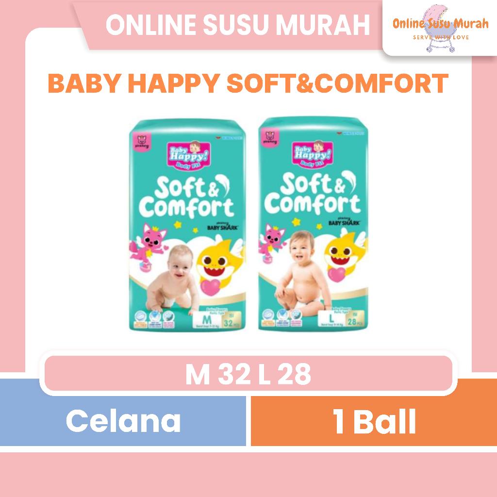 BABY HAPPY PANTS FUN & COMFORT PINK FONG M32 L28 POPOK CELANA BAYI M 32 L 28 PPKS