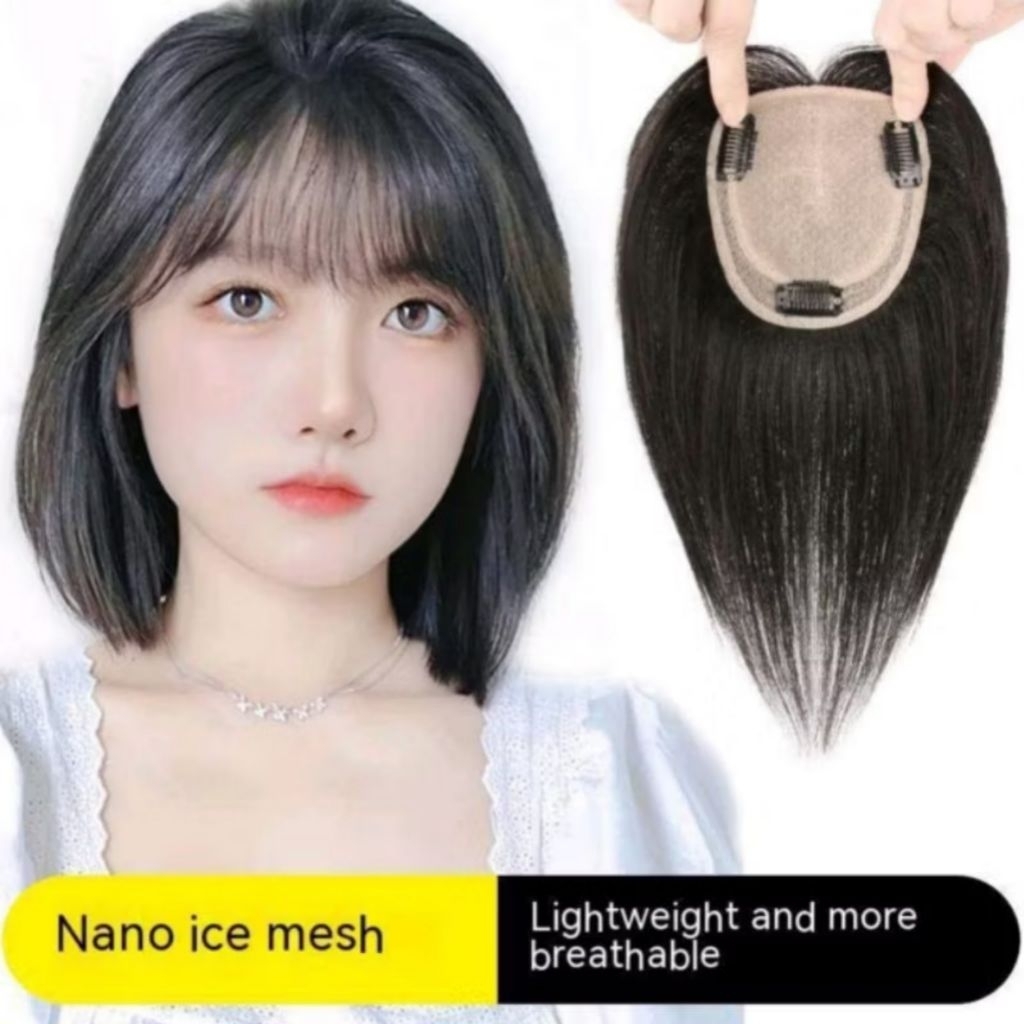 Wig Toupee Poni Rambut Tipis Penutup Kebotakan Wanita Toupper Wig Wanita