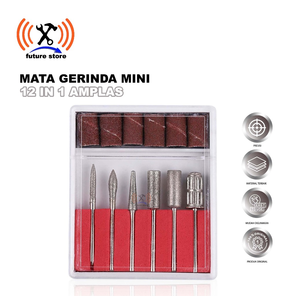 SET MATA GERINDA MINI 12PCS AMPLAS ORIGINAL - AMPLAS GERINDA MINI 12 IN 1 ROTARY TOOL ORIGINAL - SET
