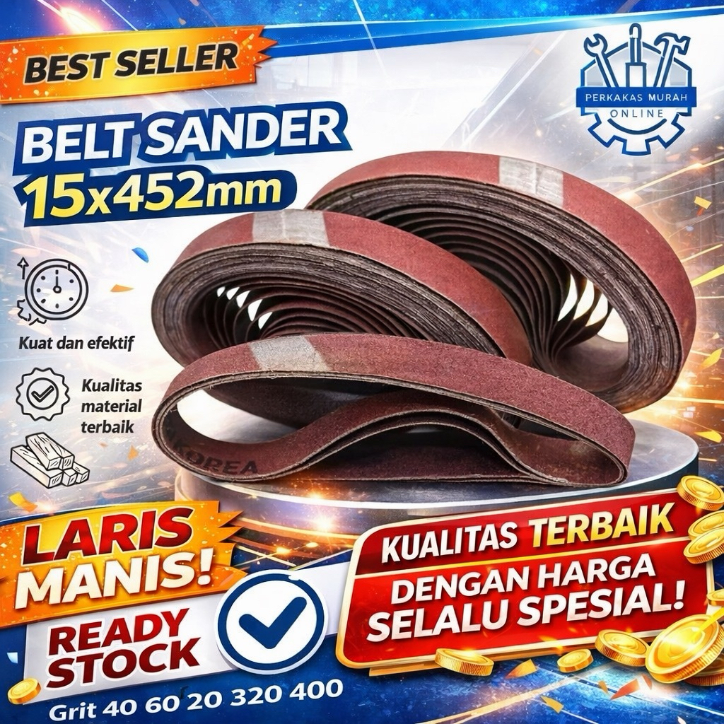 Amplas sabu amplas Belt Sander amplas belt mini 15 mm x 452 mm Sanding Belt Mesin Gerinda Kayu Metal