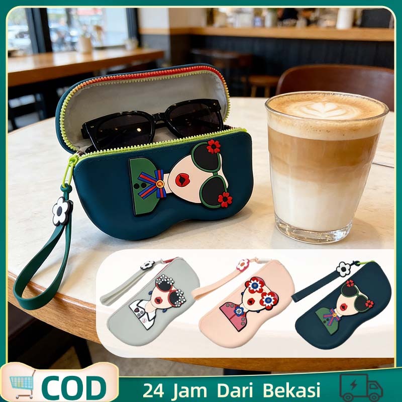 Pouch Kacamata Silicone Glasses Pouch Tas Kacamata Gantung Tempat Kacamata Resleting Lucu