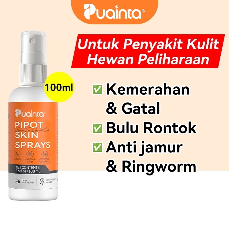 PUAINTA Anti Jamur Pipot Spray Kulit Untuk Anjing dan Kucing Ringworm Obat Gatal Kurap Aman Terjilat
