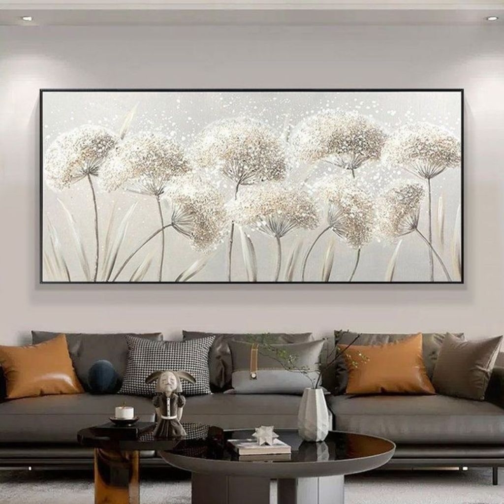 lukisan bunga danellion dinding dekorasi ruang tamu
