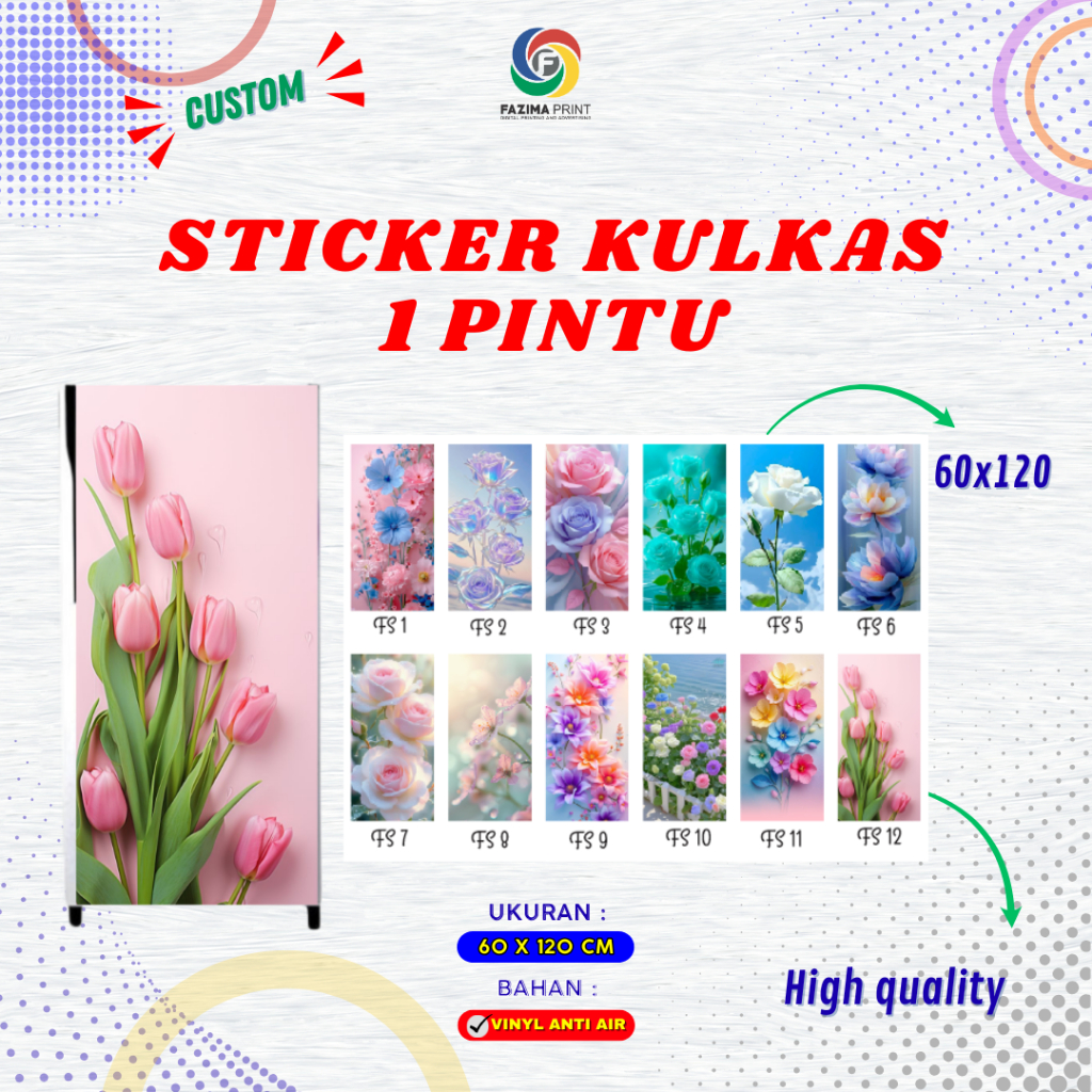 STIKER KULKAS 1 PINTU KEKINIAN | STIKER CANTIK KULKAS 1 PINTU ANTI AIR