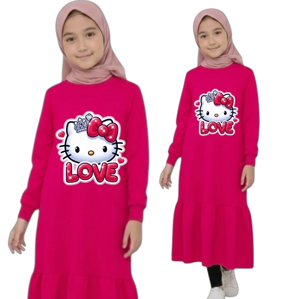 GM94 GAMIS ANAK PEREMPUAN MOTIF HELLO KITTY GAMIS USIA 1-12 TAHUN BAJU GAMIS ANAK