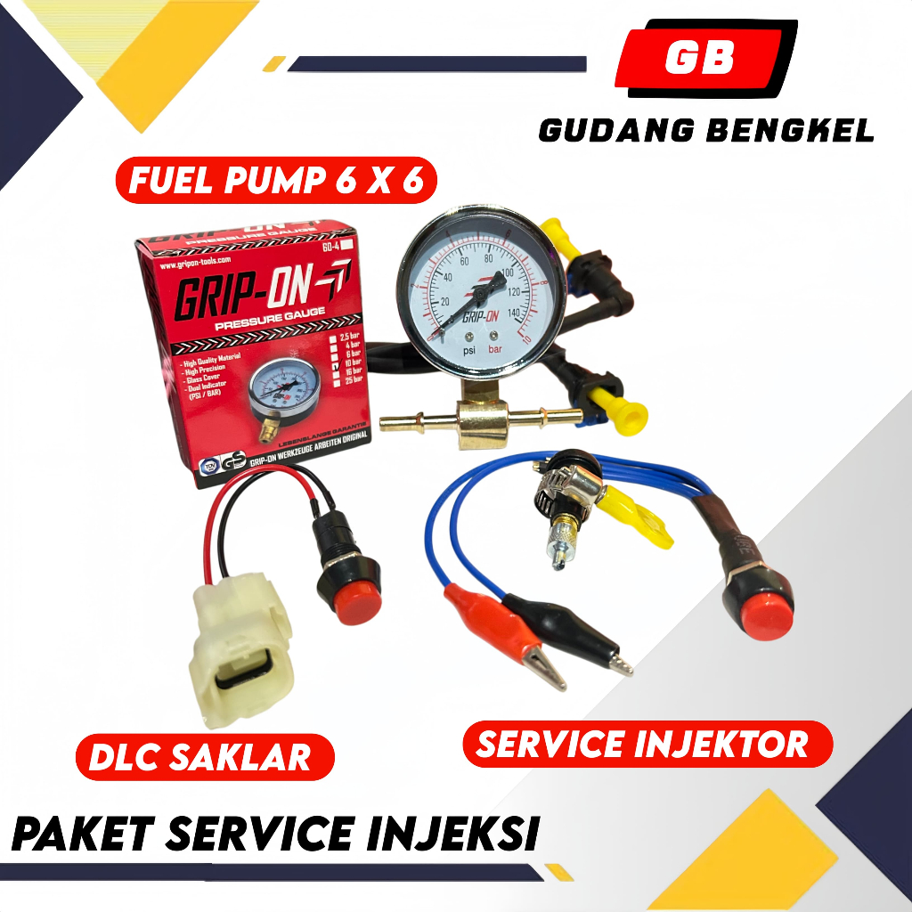 PAKET Alat ukuran tekanan fuelpump motor injeksi + alat Servis injektor motor dan mobil + soket dlc 
