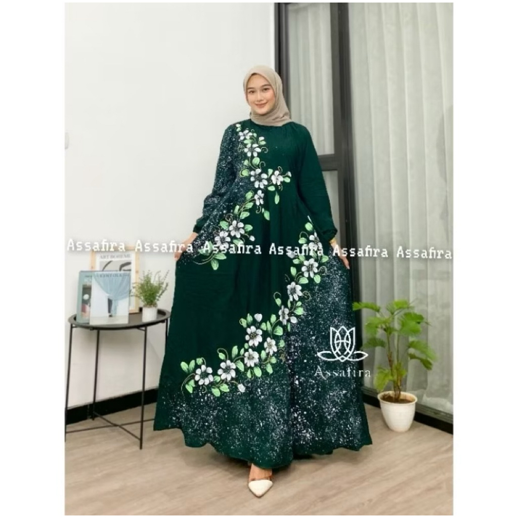gamis lukis/gamis rayon motif/gamis twill/twill kekinian/gamis twill rayon/gamis twill lukis