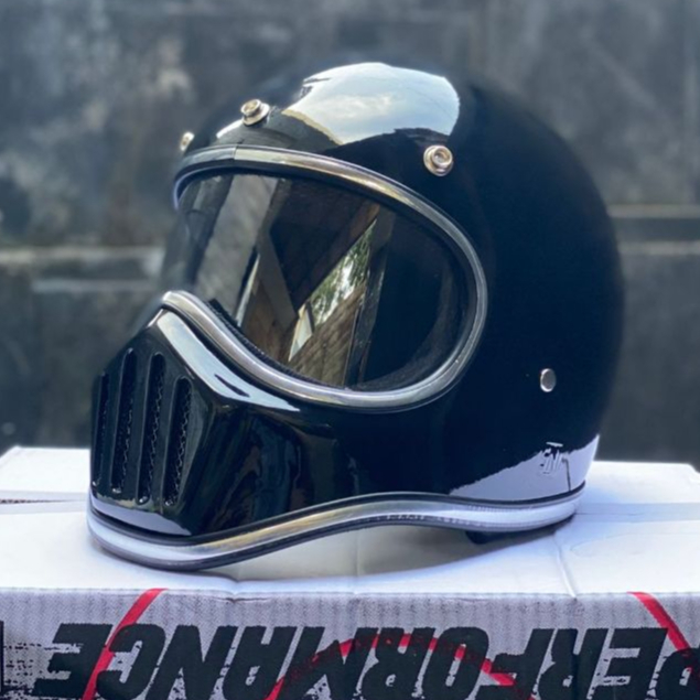 Helm Cakil Custom Retro Lengkap Inner Visor