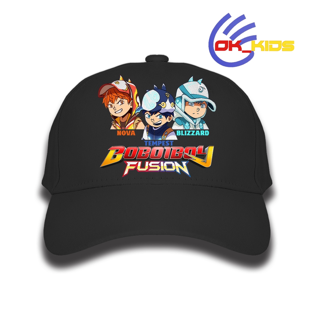 Topi Baseball Anak Boboiboy Galaxy Fusion Nova Beliung Glacier Bahan Rafel Sablon DTF