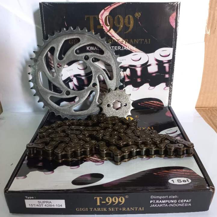 T999 Gir/Gear Paket/Set Komplit Motor Supra (15T/40T) 428H-104