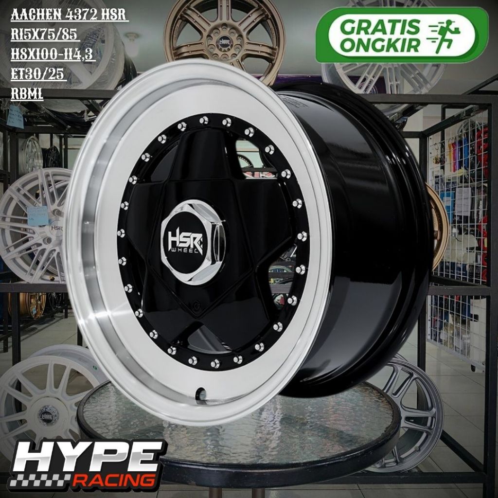 Velg Celong Ring 15 HSR AACHEN R15 Lebar 7,5/8,5 Lubang 8 buat AVANZA , JAZZ , BRIO , LIVINA , CITY