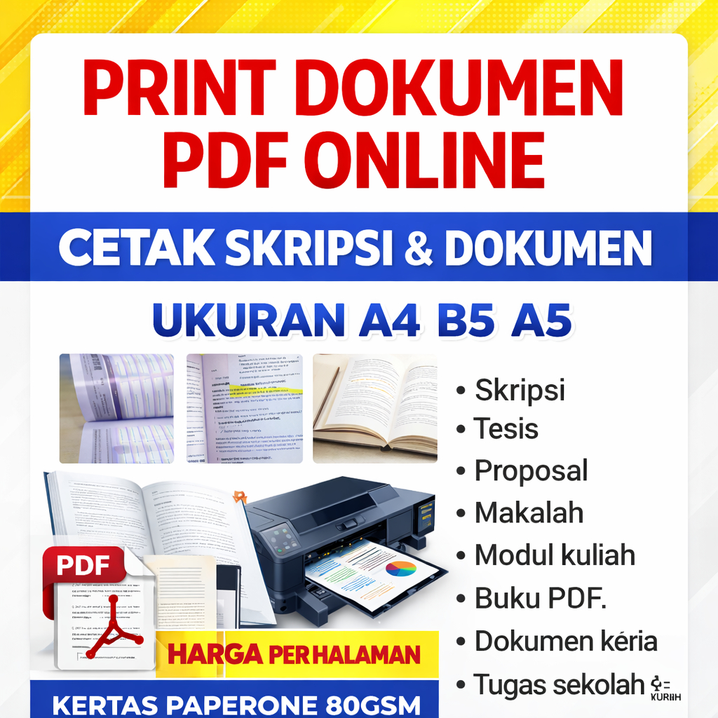 Jasa Print PDF Online A4 B5 A5 | Cetak Dokumen Skripsi Proposal Makalah | Harga Per Halaman