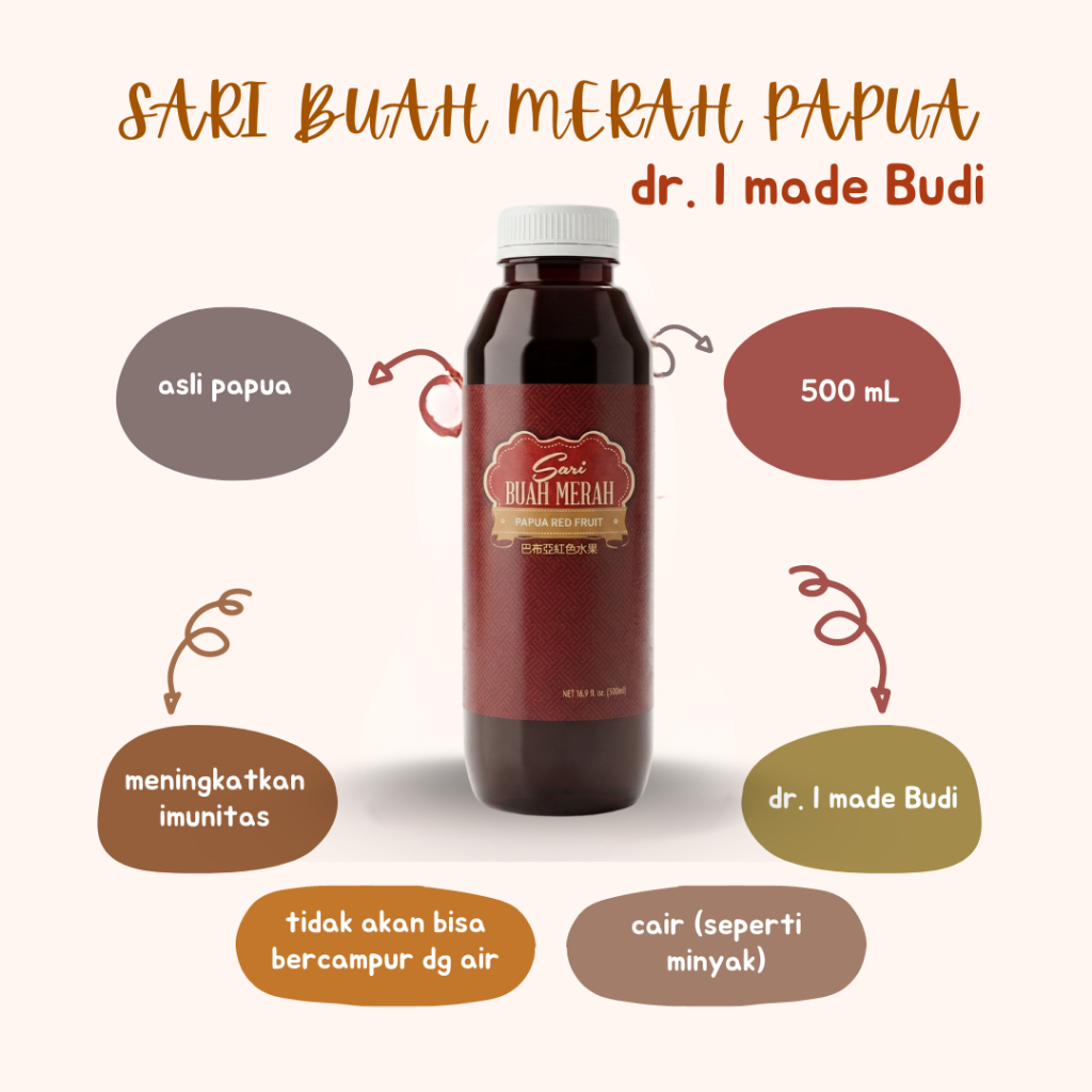 Sari Buah Merah Papua Cair Kemasan 500 mL (Dr. I Made Budi)