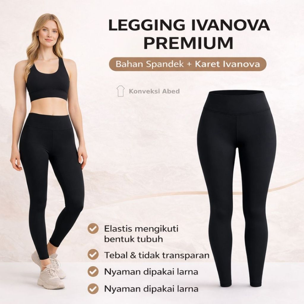 Legging Panjang Premium Karet Ivanova Nyaman Dipakai Body Fit