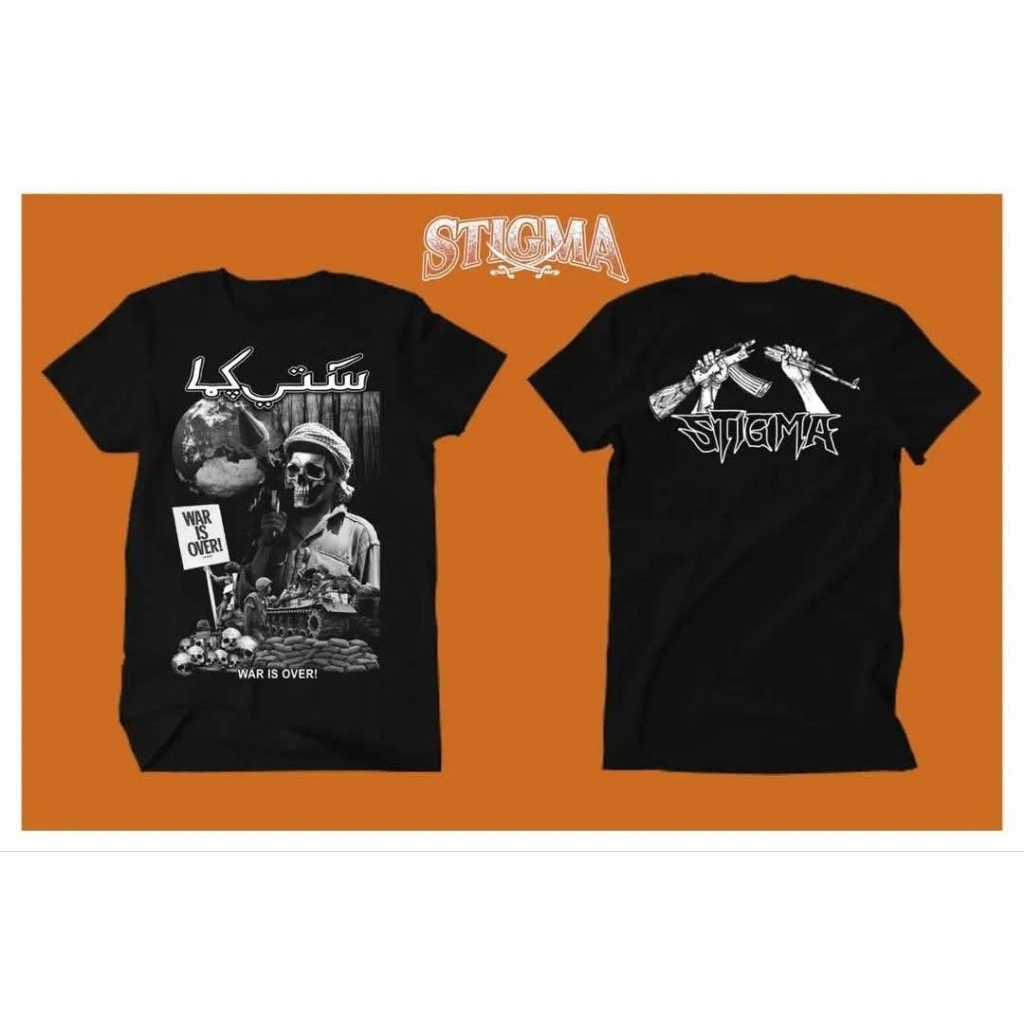 Baju kaos distro T-shirt original STIGMA MERCH pria wanita dewasa lengan pendek warna hitam bahan co